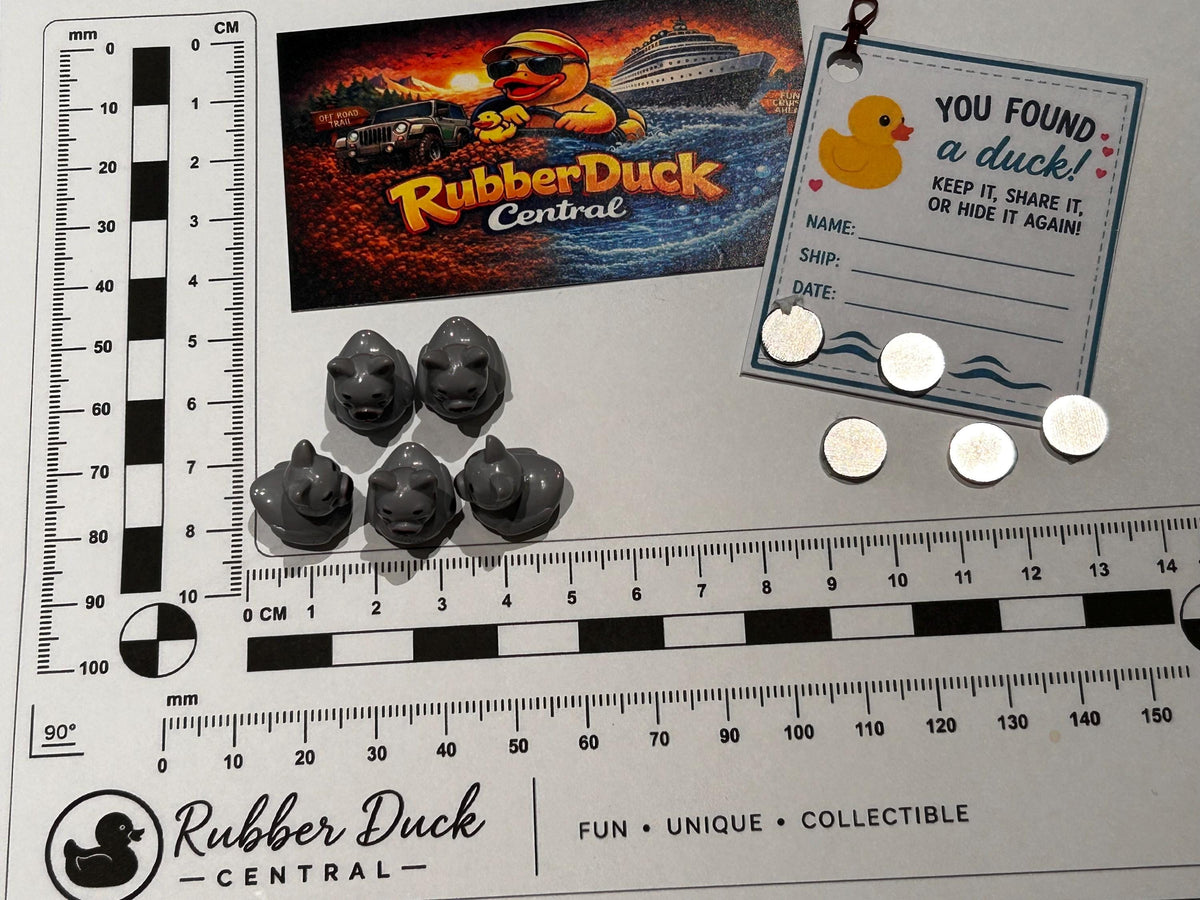 Set of 5, French Bulldog Themed Mini Resin Ducks, Magnetic or Non-Magnetic, Optional Personalized Duck Hiding Tags