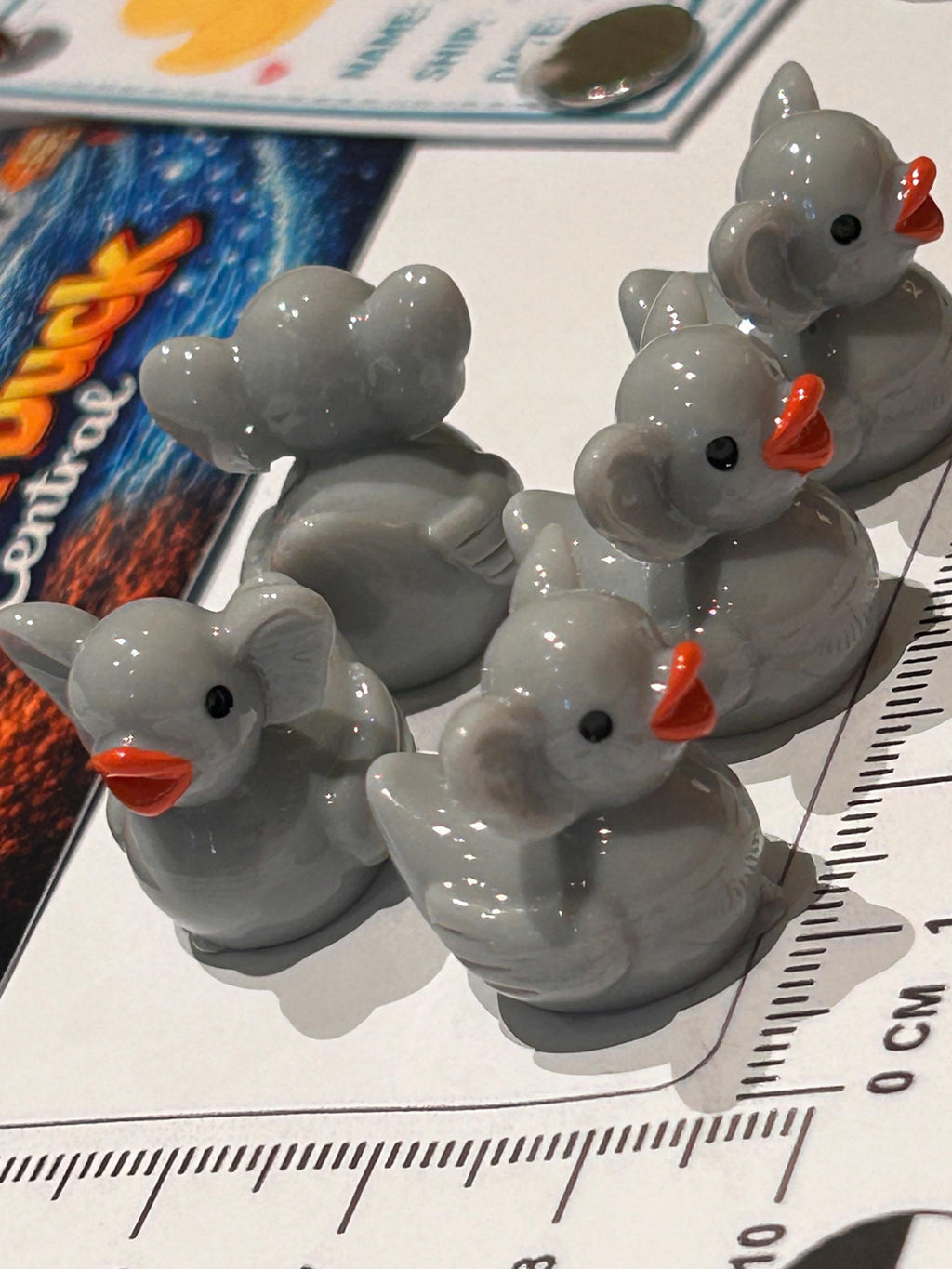 Set of 5, Elephant Themed Mini Resin Ducks, Magnetic or Non-Magnetic, Optional Personalized Duck Hiding Tags