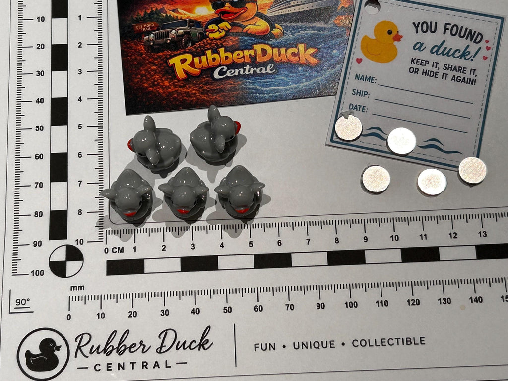 Set of 5, Elephant Themed Mini Resin Ducks, Magnetic or Non-Magnetic, Optional Personalized Duck Hiding Tags