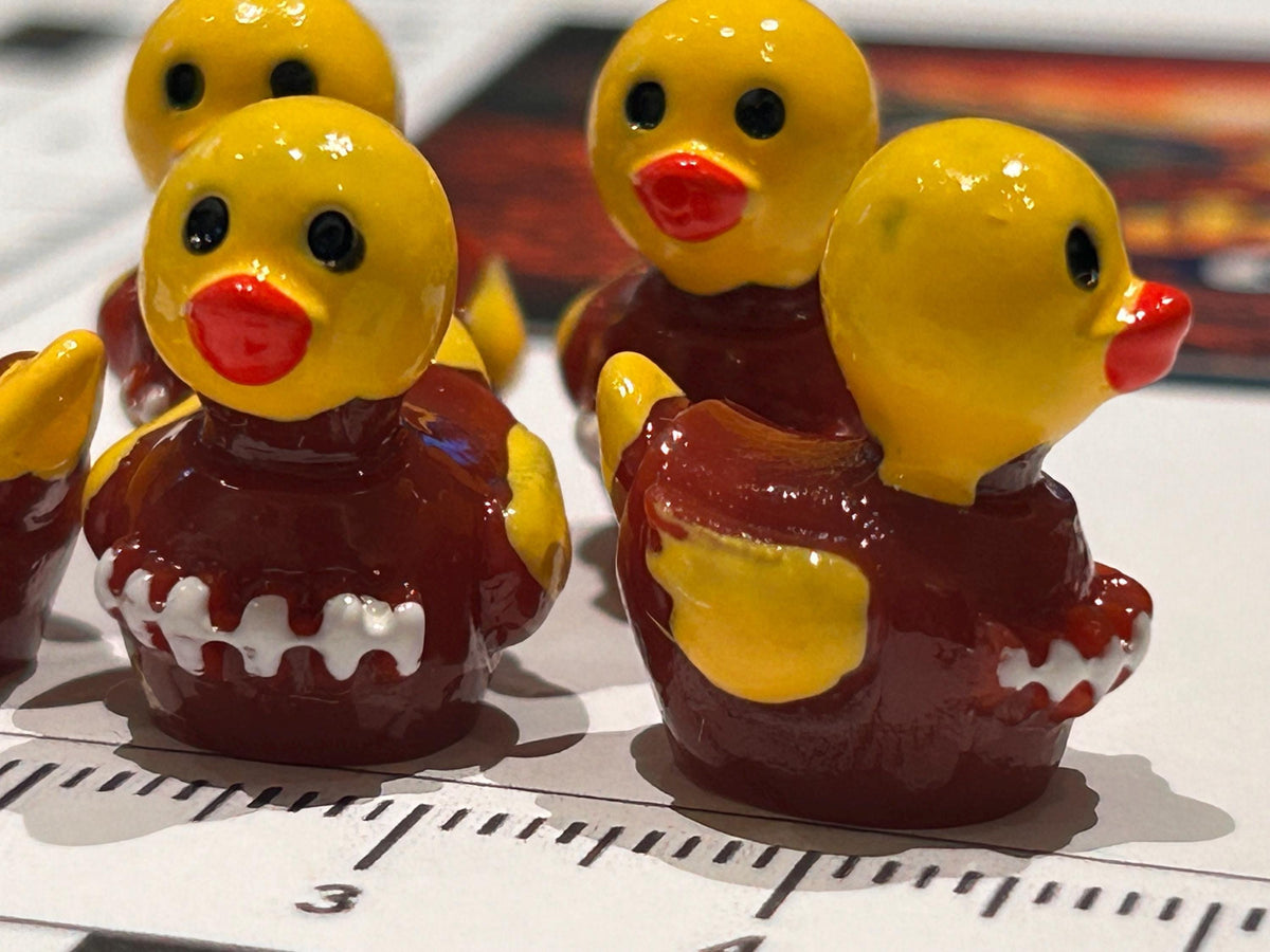 Set of 5, Football Shaped Mini Resin Ducks, Magnetic or Non-Magnetic, Optional Personalized Duck Hiding Tags