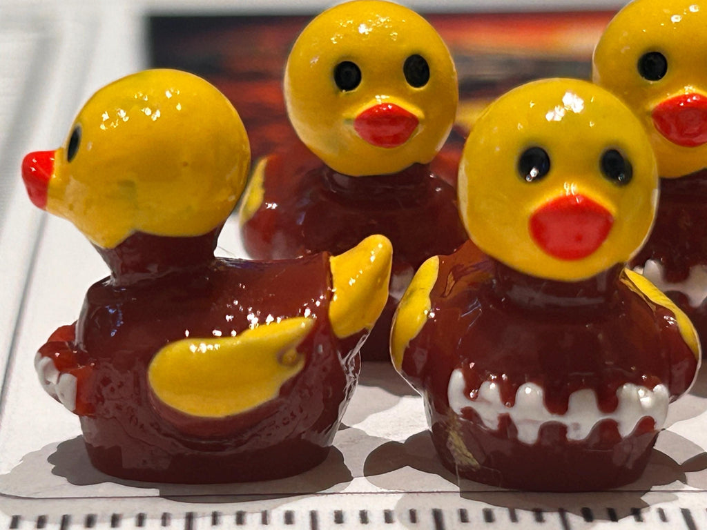 Set of 5, Football Shaped Mini Resin Ducks, Magnetic or Non-Magnetic, Optional Personalized Duck Hiding Tags
