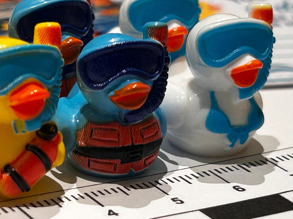 Set of 8, Snorkeling Themed Mini Resin Ducks, Magnetic or Non-Magnetic, Optional Personalized Duck Hiding Tags