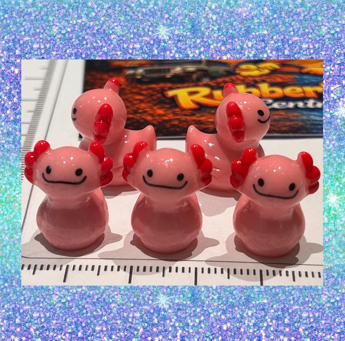 Set of 5, Pink Solid Axolotl Themed Mini Resin Ducks, Magnetic or Non-Magnetic, Optional Personalized Duck Hiding Tags