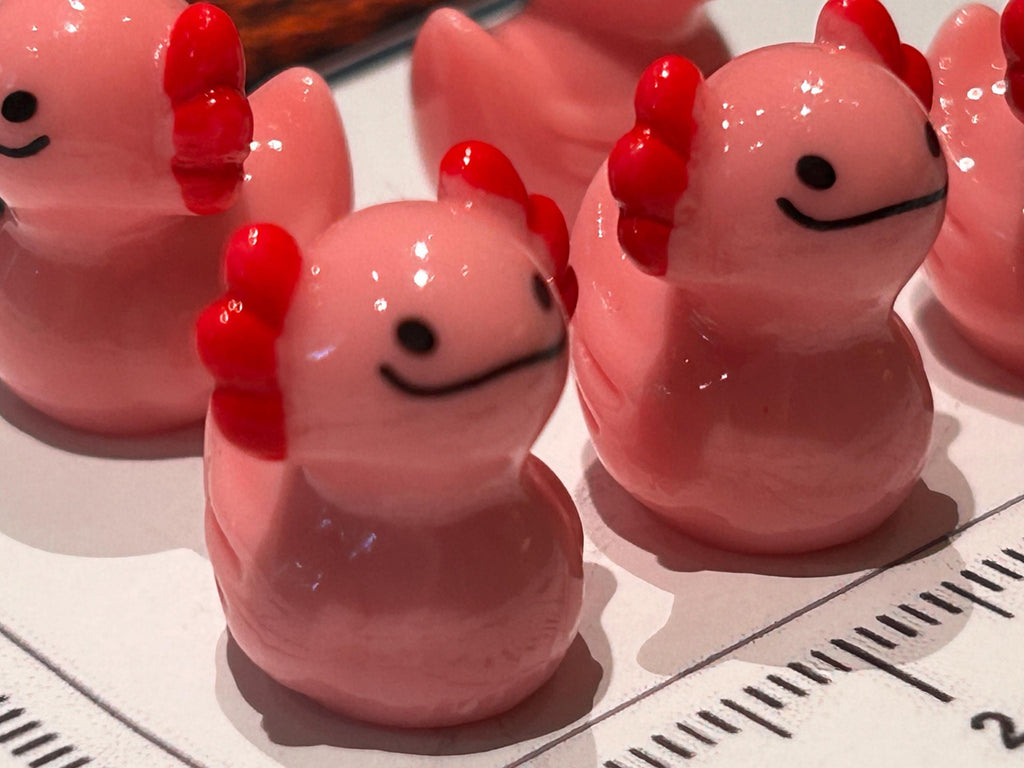 Set of 5, Pink Solid Axolotl Themed Mini Resin Ducks, Magnetic or Non-Magnetic, Optional Personalized Duck Hiding Tags