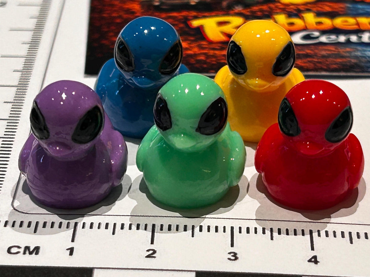 Set of 5, Colorful Solid Alien Themed Mini Resin Ducks, Magnetic or Non-Magnetic, Optional Personalized Duck Hiding Tags
