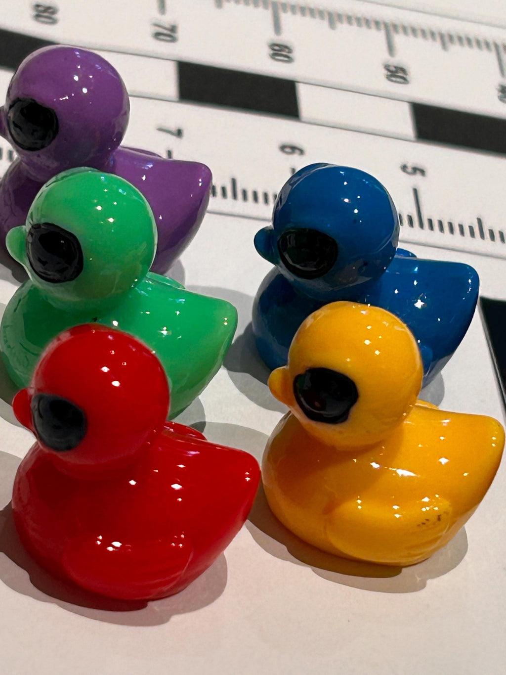 Set of 5, Colorful Solid Alien Themed Mini Resin Ducks, Magnetic or Non-Magnetic, Optional Personalized Duck Hiding Tags