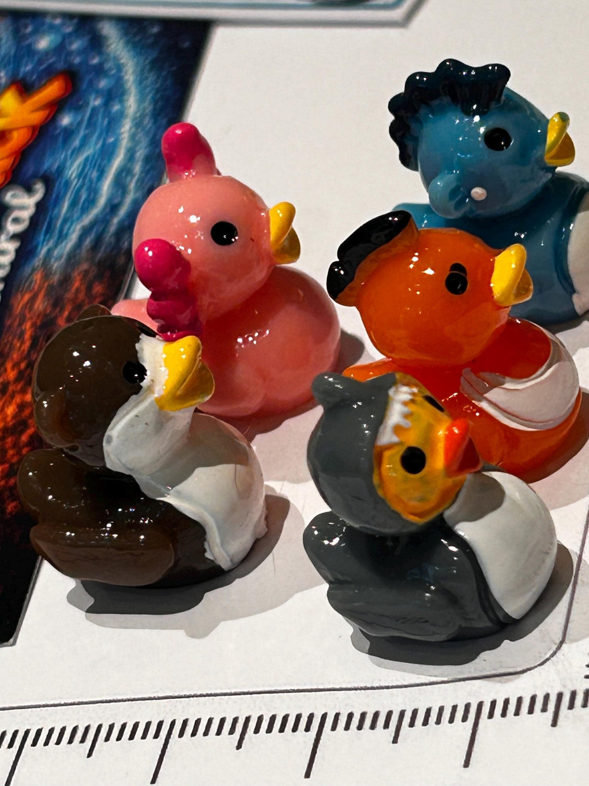 Set of 5, Solid Ocean Sea Life Themed Mini Resin Ducks, Magnetic or Non-Magnetic, Optional Personalized Duck Hiding Tags