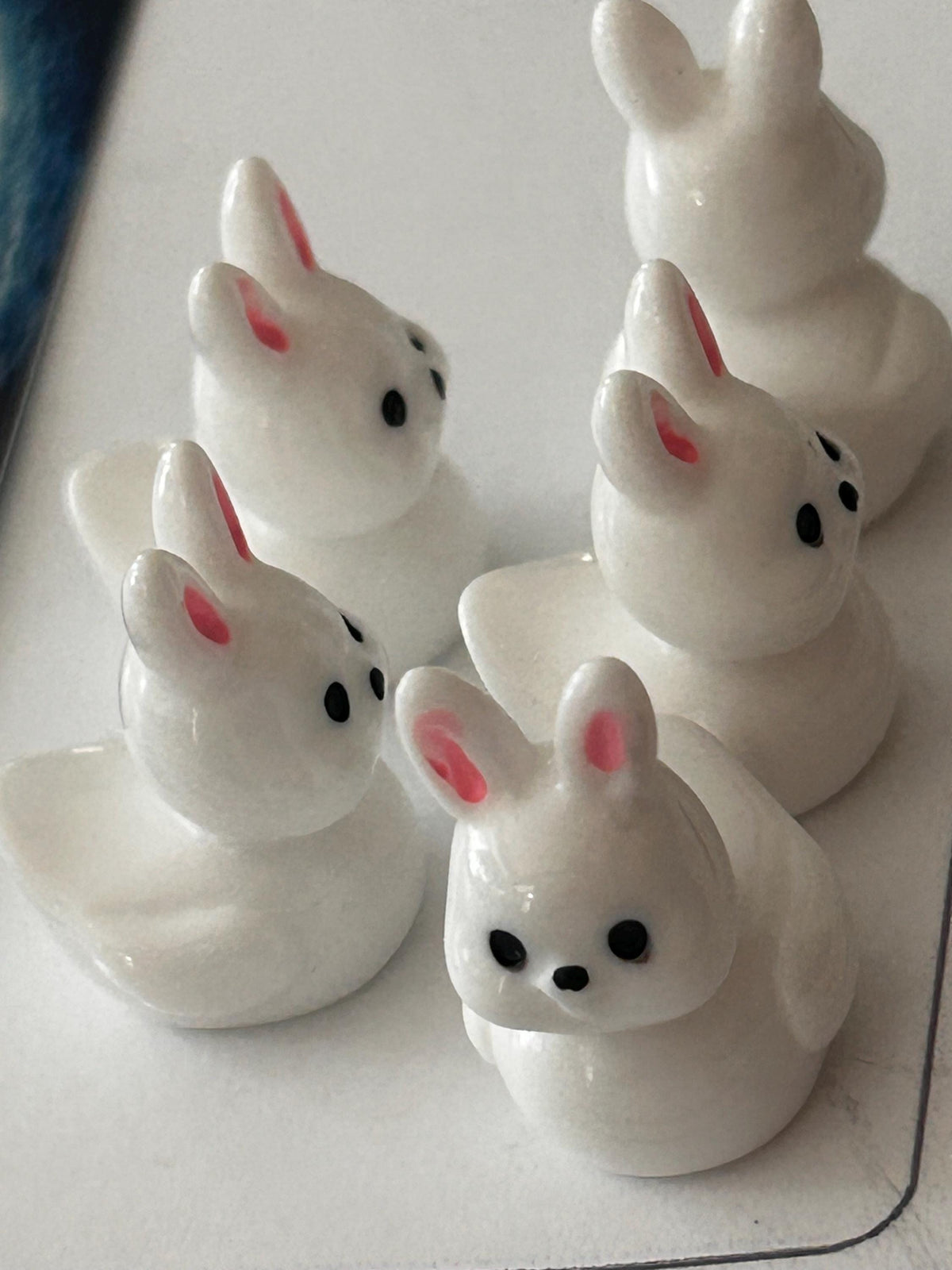 Set of 5, Bunny Rabbit Themed Mini Resin Ducks, Magnetic or Non-Magnetic, Optional Personalized Duck Hiding Tags