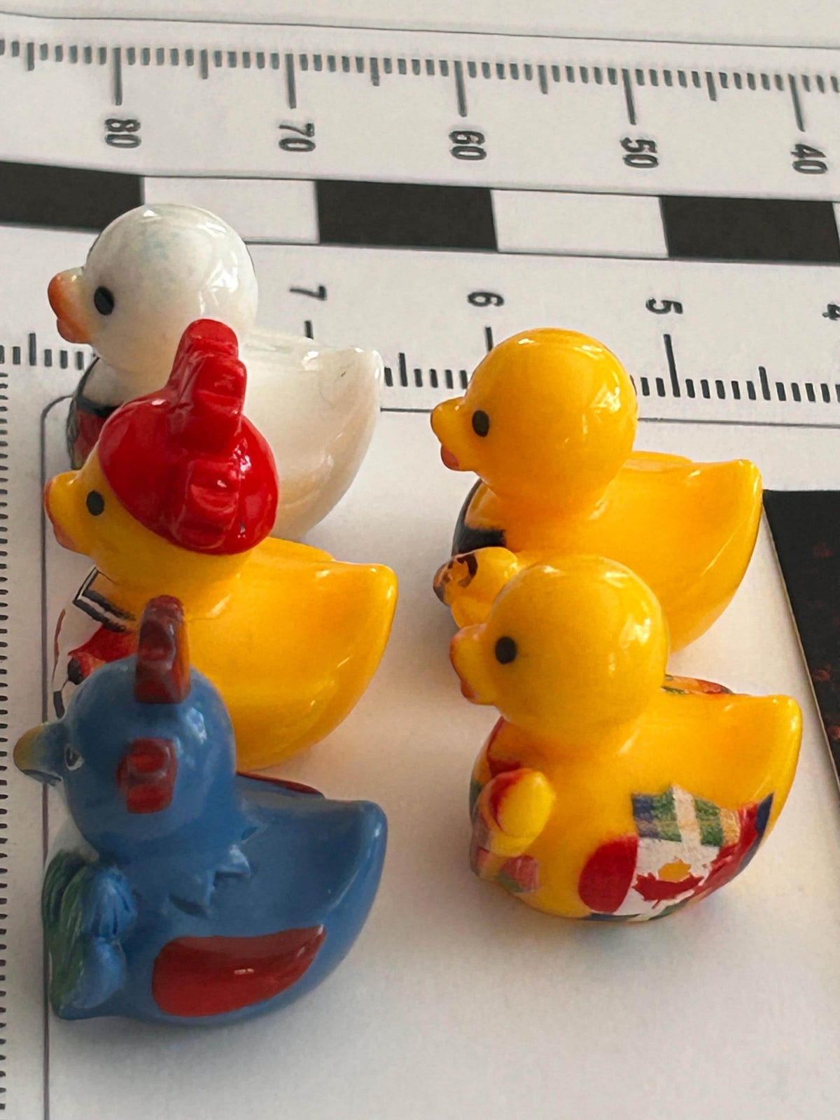 Set of 5, Soccer Teams World Cup (Set 2) Themed Mini Resin Ducks, Magnetic or Non-Magnetic, Optional Personalized Duck Hiding Tags