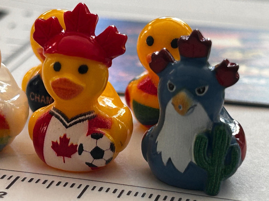Set of 5, Soccer Teams World Cup (Set 2) Themed Mini Resin Ducks, Magnetic or Non-Magnetic, Optional Personalized Duck Hiding Tags