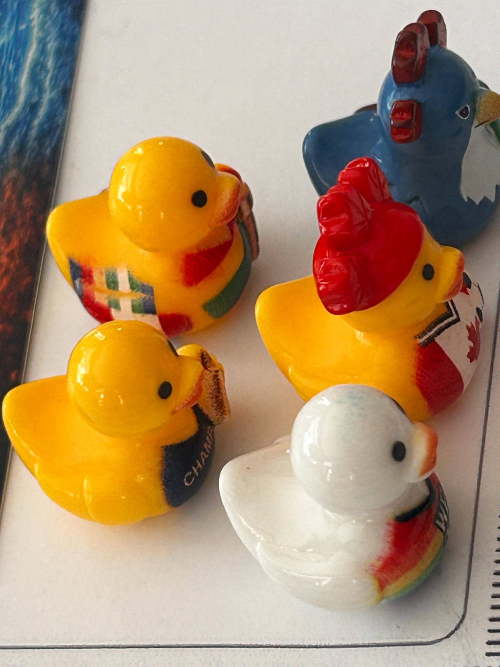 Set of 5, Soccer Teams World Cup (Set 2) Themed Mini Resin Ducks, Magnetic or Non-Magnetic, Optional Personalized Duck Hiding Tags