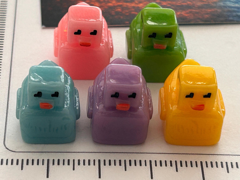 Set of 5, Pixel Block Themed Mini Resin Ducks, Magnetic or Non-Magnetic, Optional Personalized Duck Hiding Tags