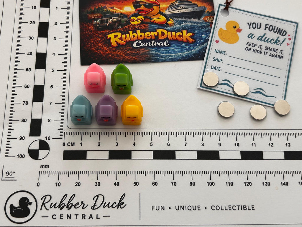 Set of 5, Pixel Block Themed Mini Resin Ducks, Magnetic or Non-Magnetic, Optional Personalized Duck Hiding Tags