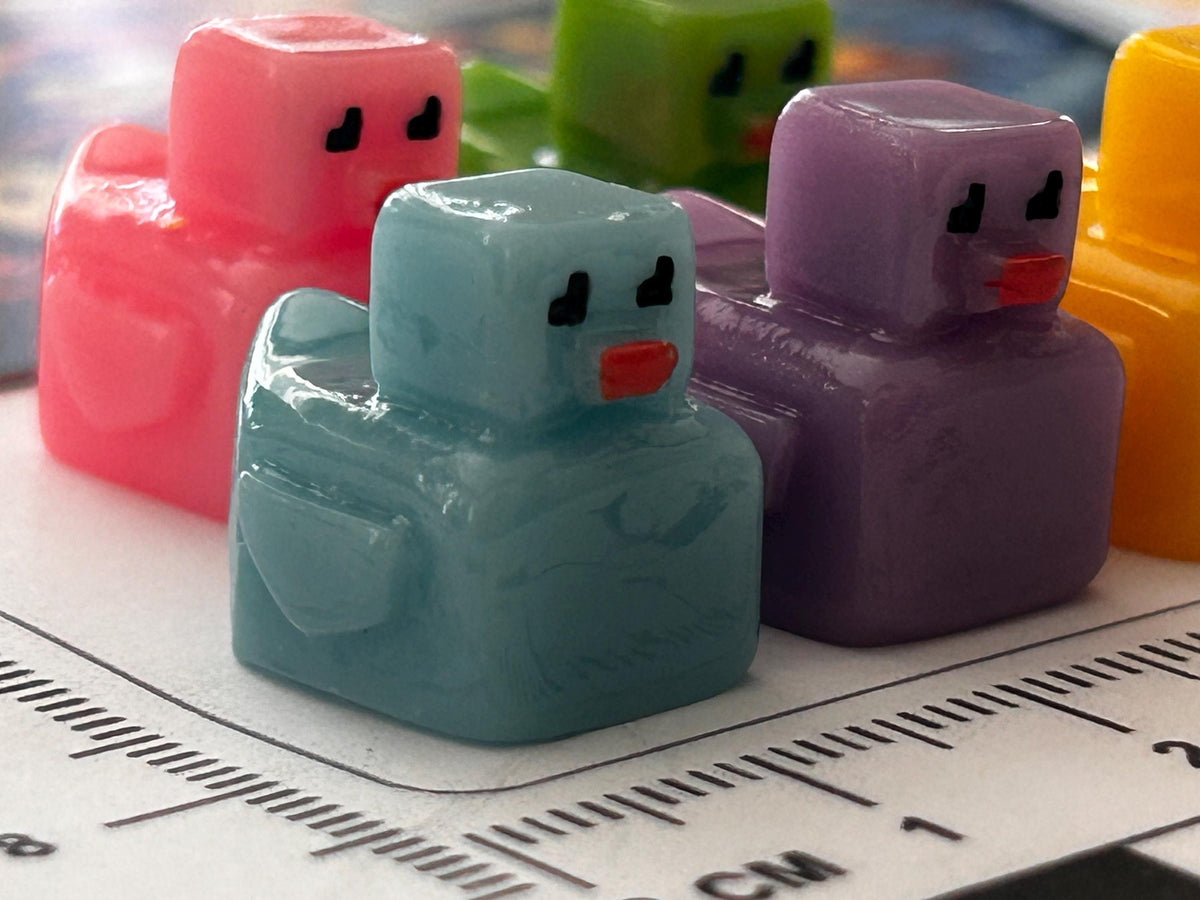 Set of 5, Pixel Block Themed Mini Resin Ducks, Magnetic or Non-Magnetic, Optional Personalized Duck Hiding Tags