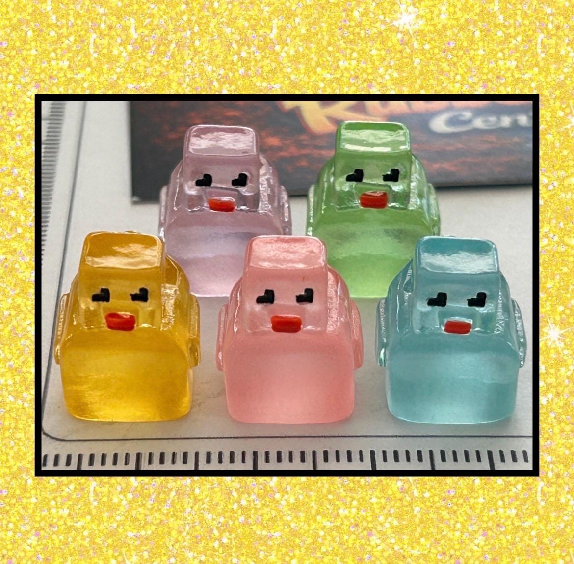 Set of 5, Glow-in-the-Dark Pixel Block Themed Mini Resin Ducks, Magnetic or Non-Magnetic, Optional Personalized Duck Hiding Tags