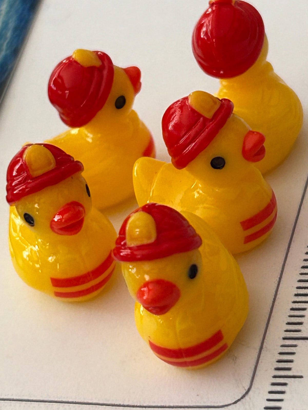 Set of 5, Fireman Themed Mini Resin Ducks, Magnetic or Non-Magnetic, Optional Personalized Duck Hiding Tags