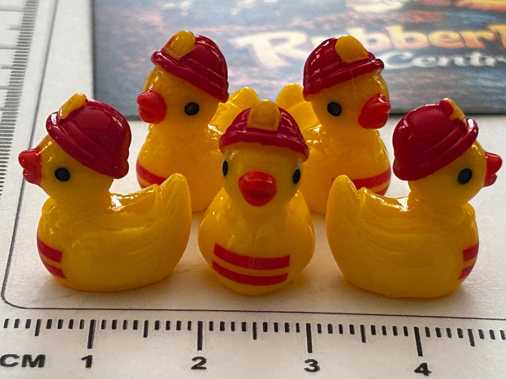 Set of 5, Fireman Themed Mini Resin Ducks, Magnetic or Non-Magnetic, Optional Personalized Duck Hiding Tags