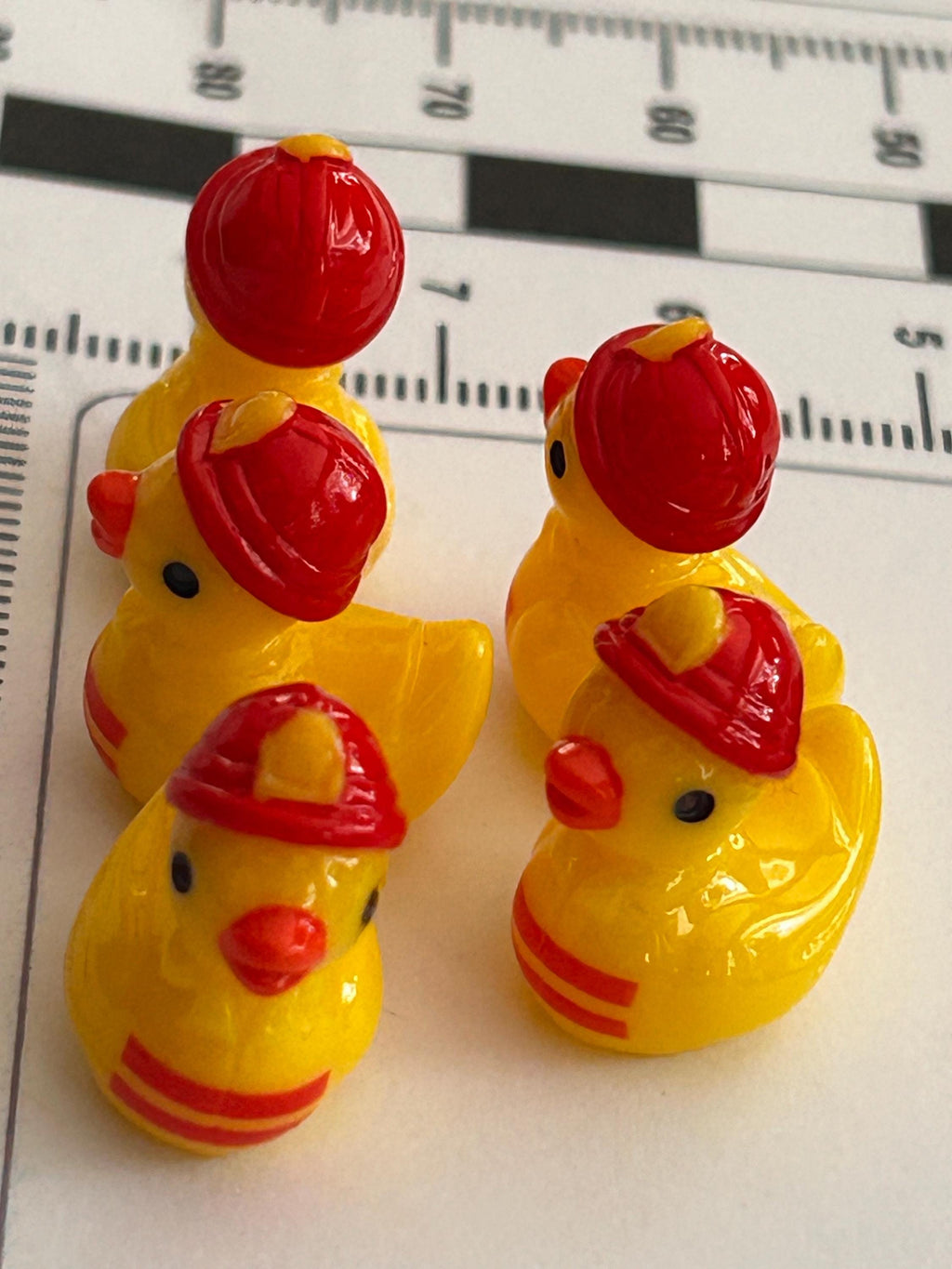 Set of 5, Fireman Themed Mini Resin Ducks, Magnetic or Non-Magnetic, Optional Personalized Duck Hiding Tags