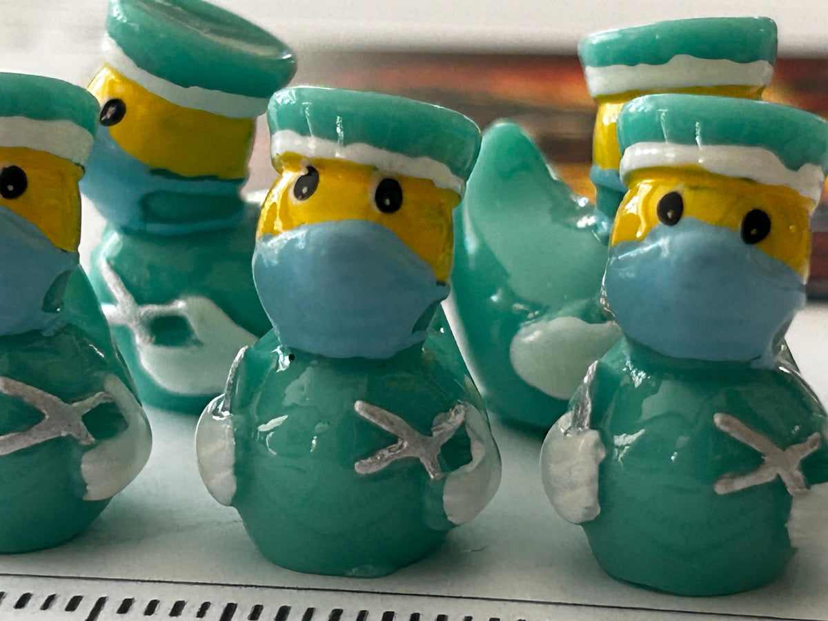 Set of 5, Medical Doctor Themed Mini Resin Ducks, Magnetic or Non-Magnetic, Optional Personalized Duck Hiding Tags