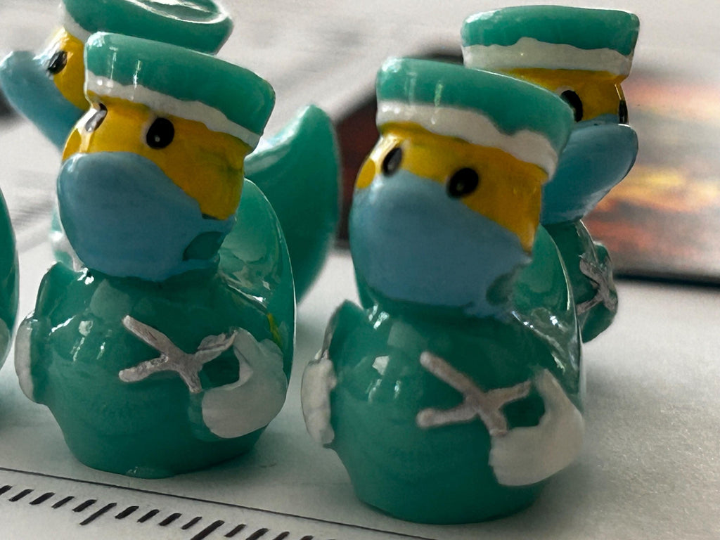 Set of 5, Medical Doctor Themed Mini Resin Ducks, Magnetic or Non-Magnetic, Optional Personalized Duck Hiding Tags