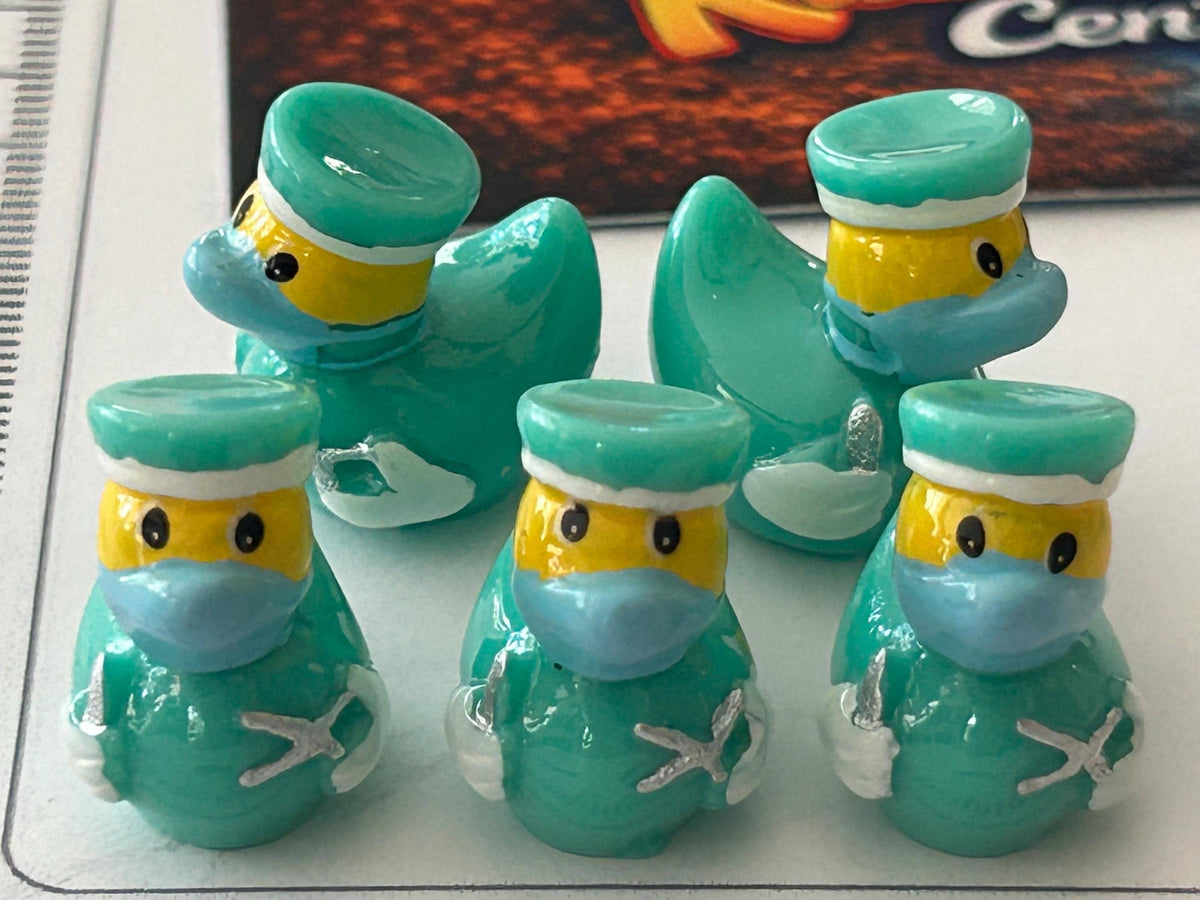 Set of 5, Medical Doctor Themed Mini Resin Ducks, Magnetic or Non-Magnetic, Optional Personalized Duck Hiding Tags