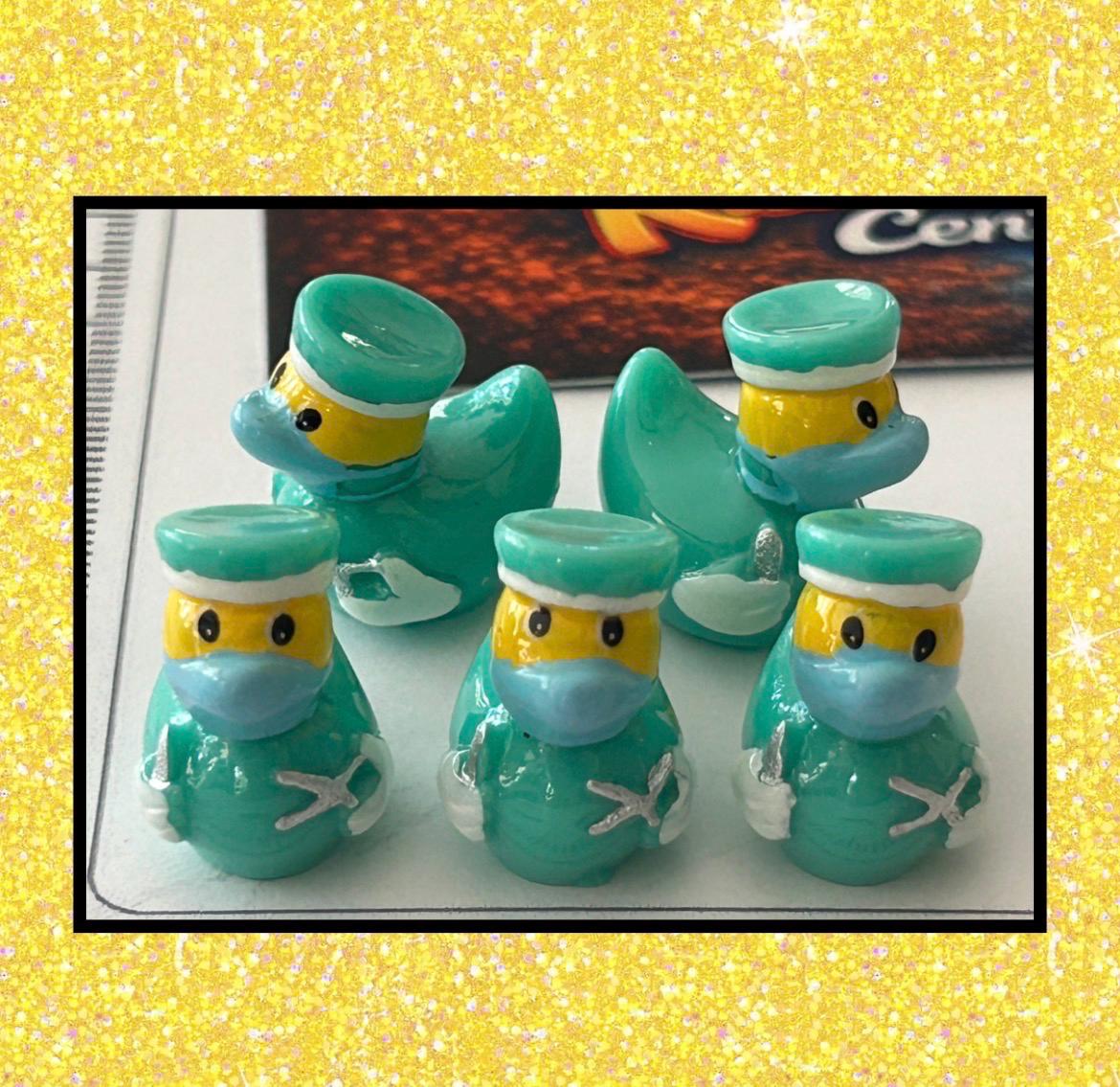 Set of 5, Medical Doctor Themed Mini Resin Ducks, Magnetic or Non-Magnetic, Optional Personalized Duck Hiding Tags
