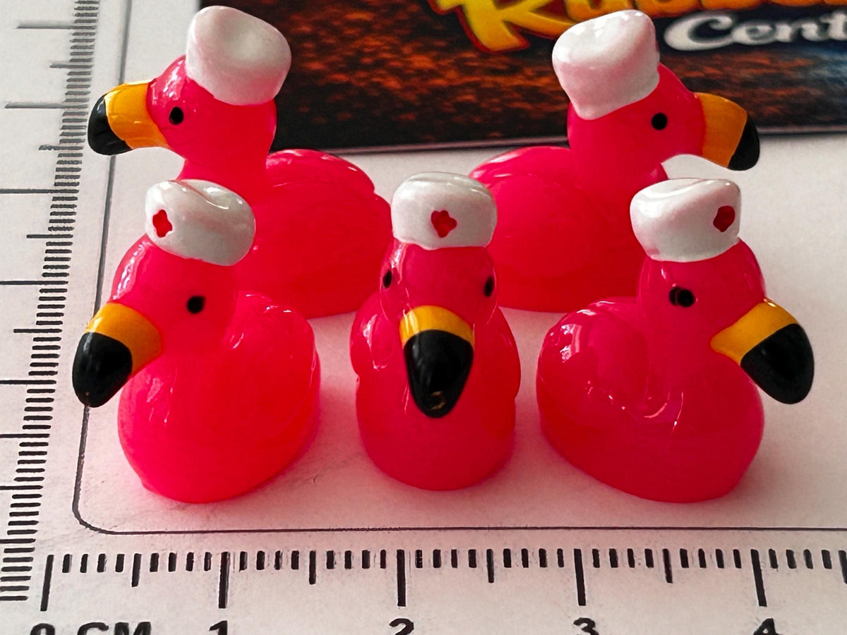 Set of 5, Flamingo Nurse Themed Mini Resin Ducks, Magnetic or Non-Magnetic, Optional Personalized Duck Hiding Tags