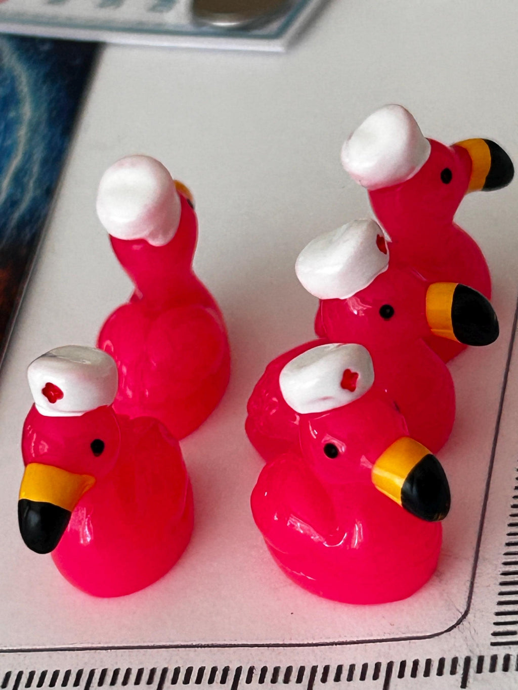 Set of 5, Flamingo Nurse Themed Mini Resin Ducks, Magnetic or Non-Magnetic, Optional Personalized Duck Hiding Tags