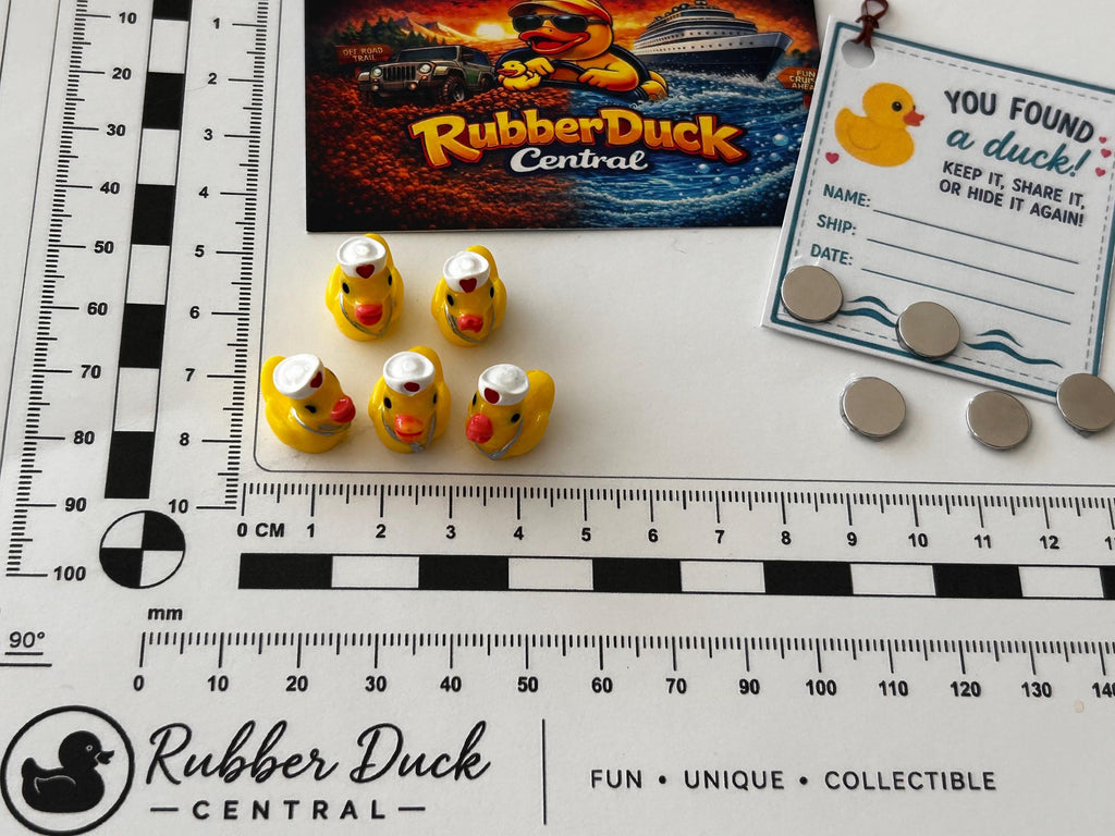 Set of 5, Yellow Nurse Themed Mini Resin Ducks, Magnetic or Non-Magnetic, Optional Personalized Duck Hiding Tags