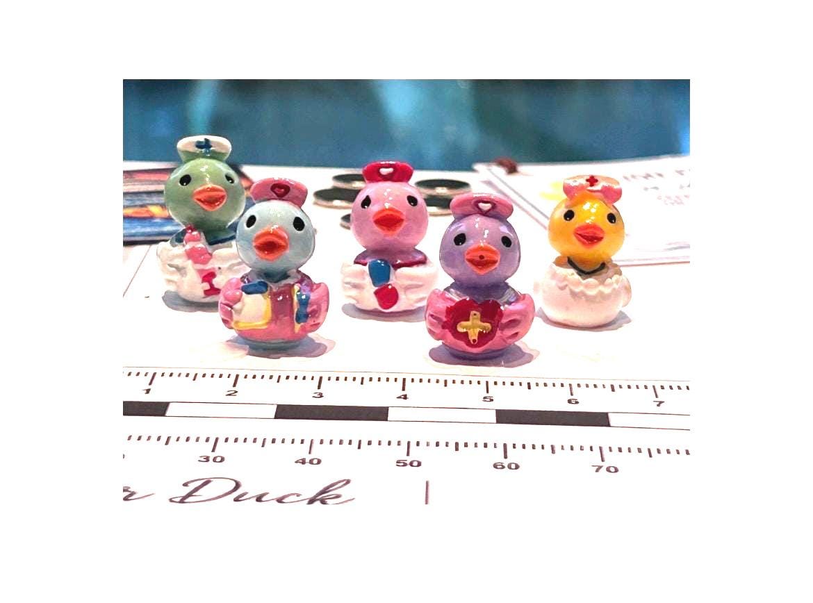 Set of 5, Nurse Themed Mini Resin Ducks, Magnetic or Non-Magnetic, Optional Personalized Duck Hiding Tags