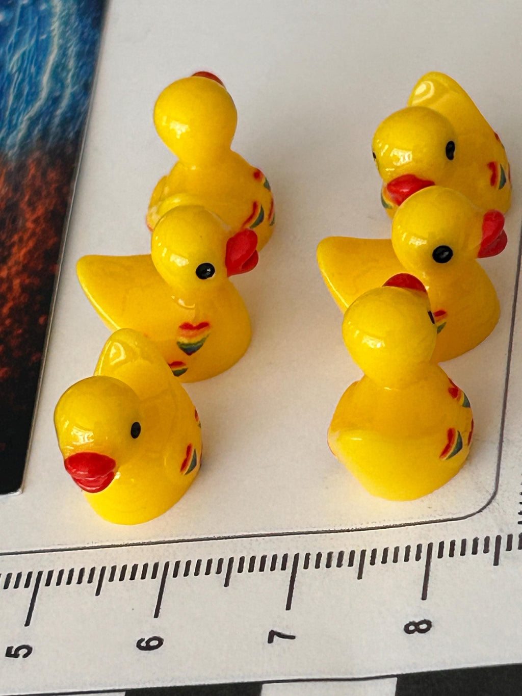 Set of 6, Rainbow Hearts Themed Mini Resin Ducks, Magnetic or Non-Magnetic, Optional Personalized Duck Hiding Tags