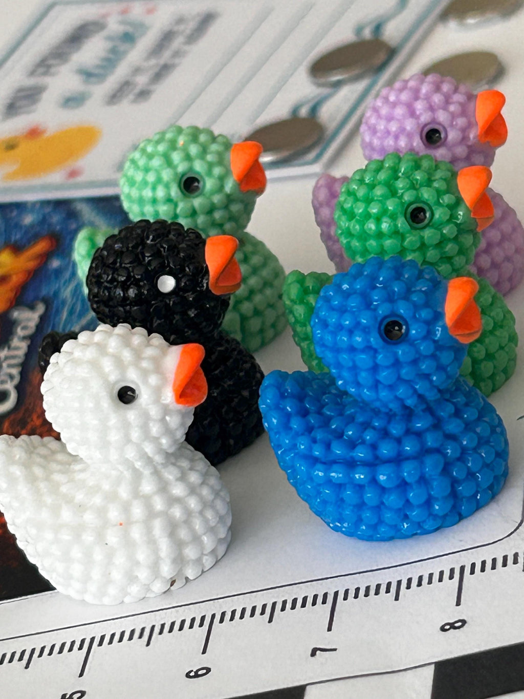 Set of 6, Textured Mini Resin Ducks, Magnetic or Non-Magnetic, Optional Personalized Duck Hiding Tags