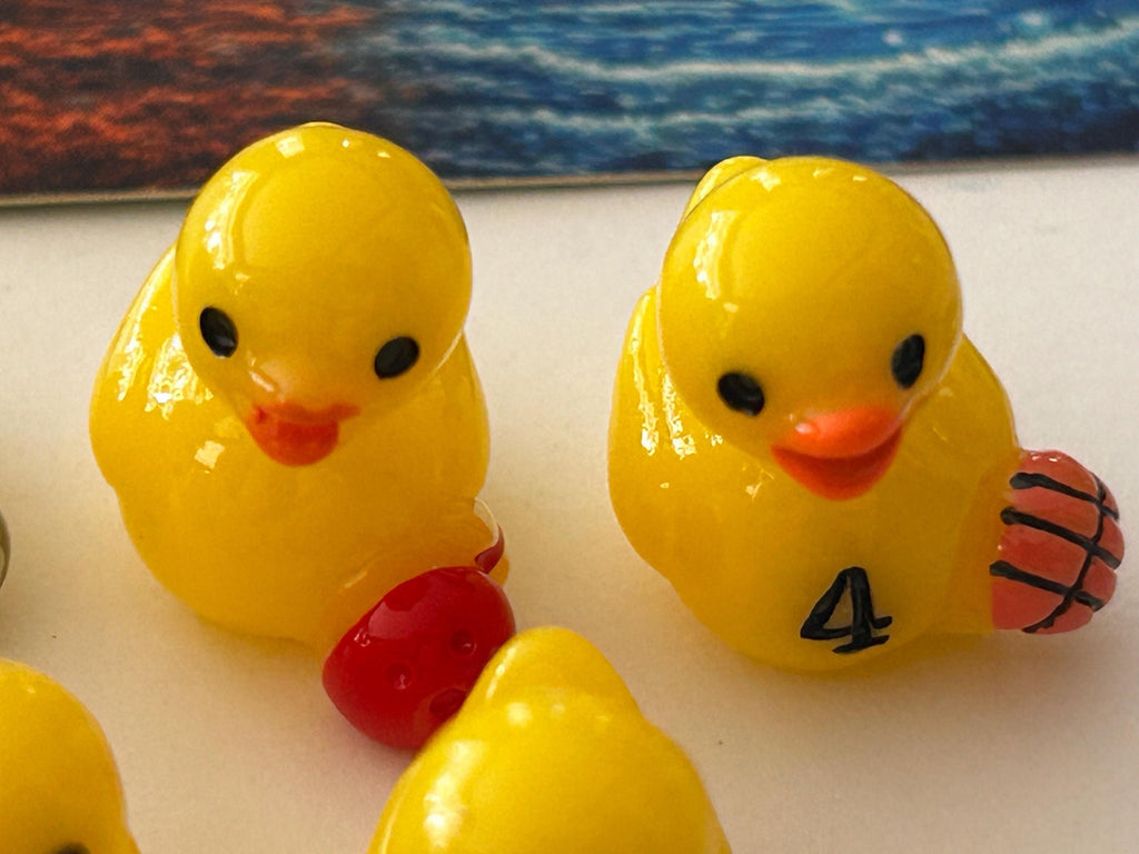 Set of 8, Sports Themed Mini Resin Ducks, Magnetic or Non-Magnetic, Optional Personalized Duck Hiding Tags