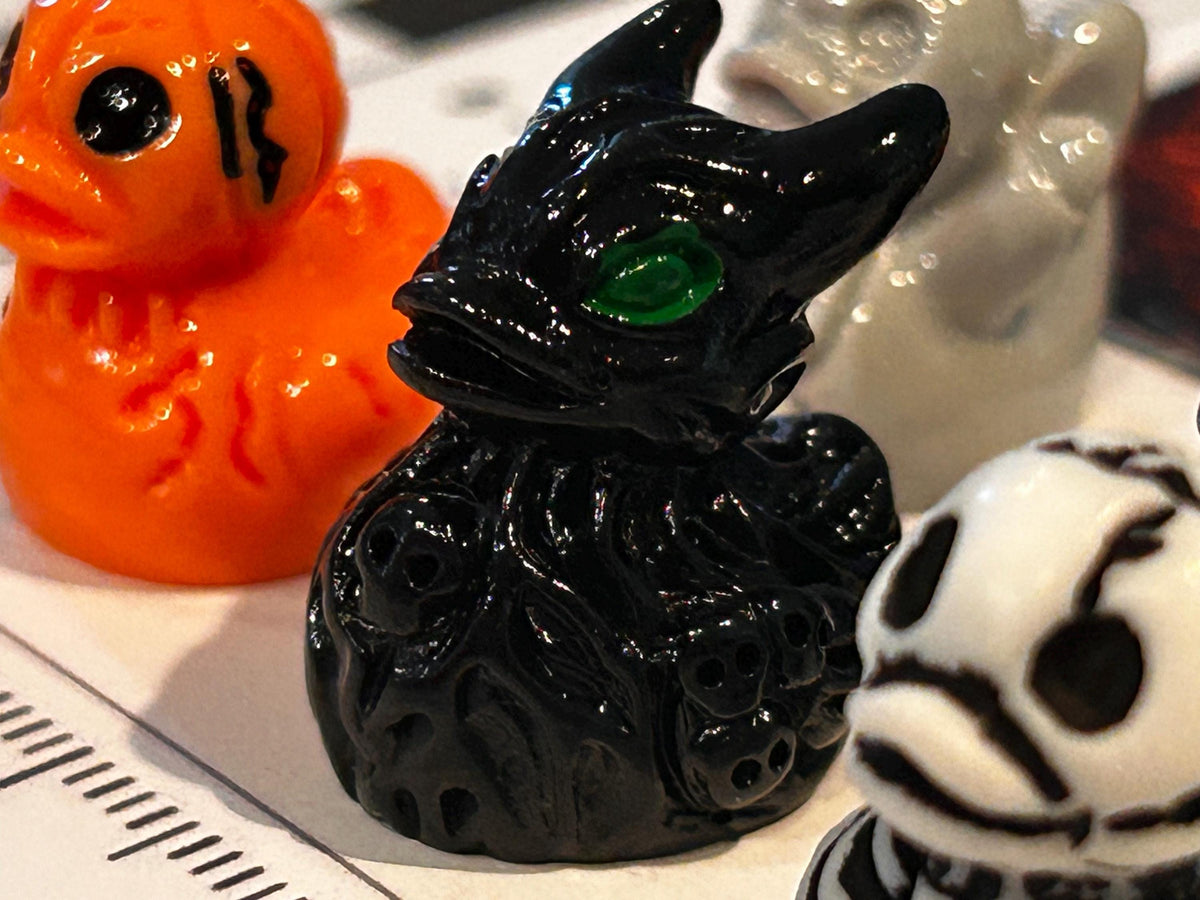 Set of 5, Spooky Halloween (Set 1) Themed Mini Resin Ducks, Magnetic or Non-Magnetic, Optional Personalized Duck Hiding Tags