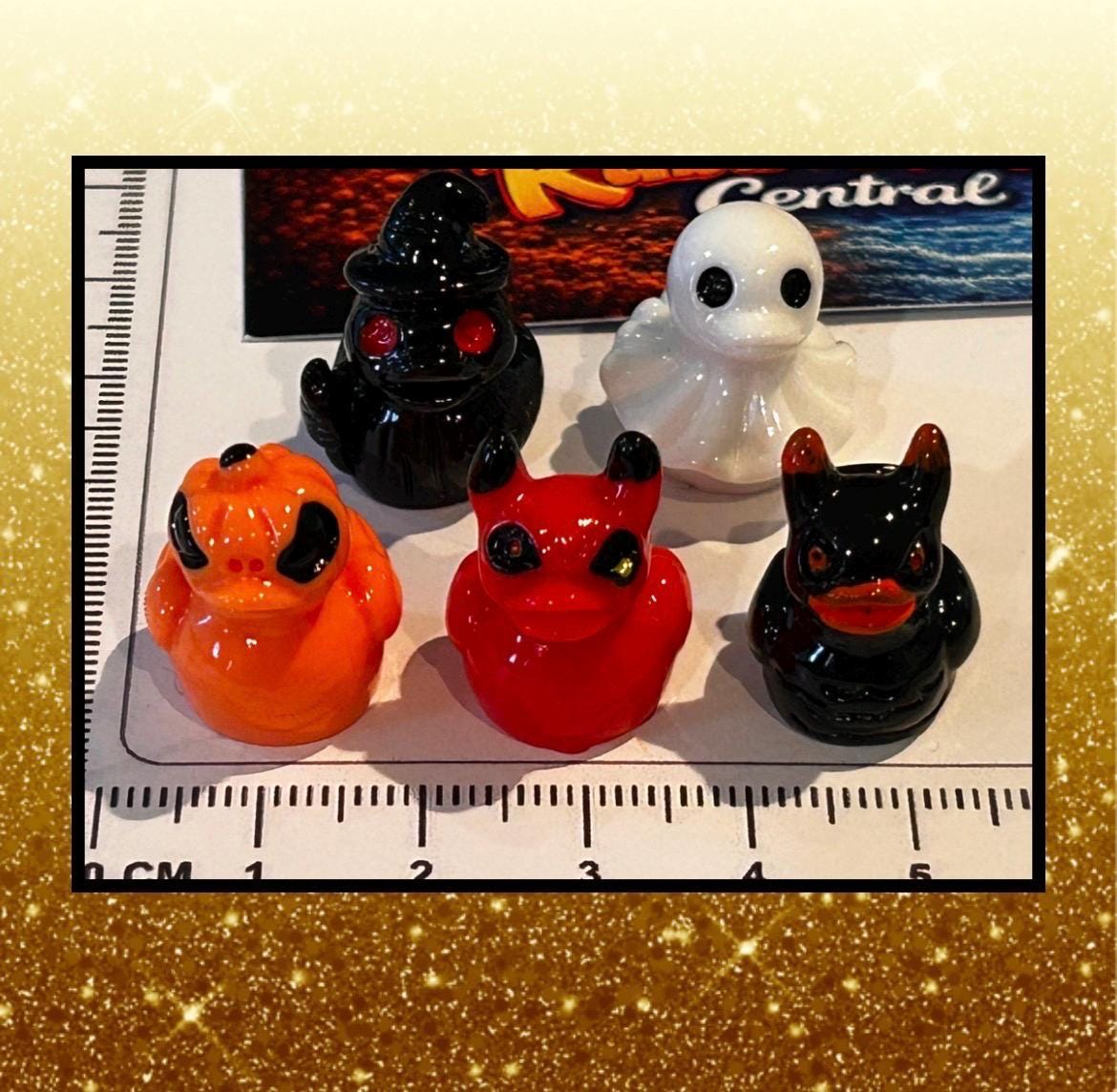 Set of 5, Spooky Halloween (Set 2) Themed Mini Resin Ducks, Magnetic or Non-Magnetic, Optional Personalized D