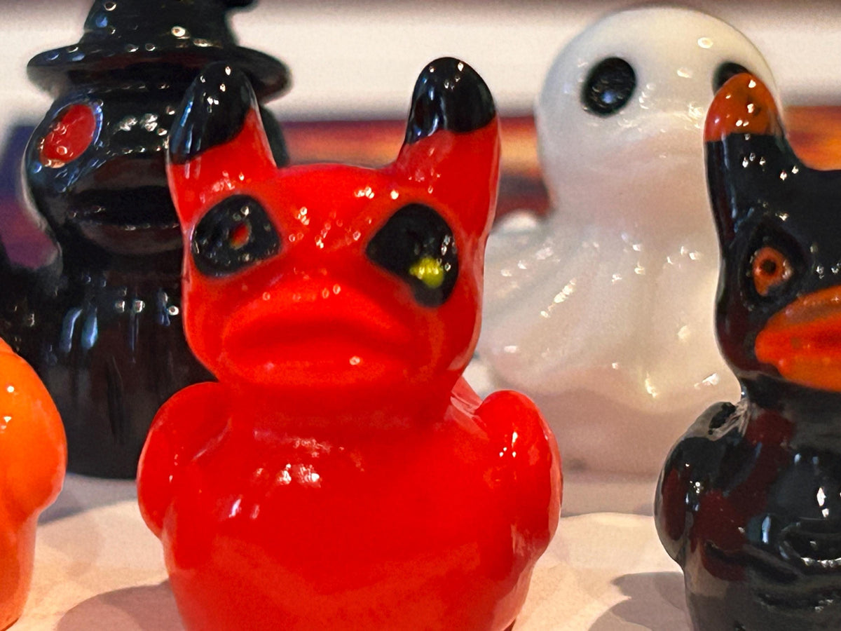 Set of 5, Spooky Halloween (Set 2) Themed Mini Resin Ducks, Magnetic or Non-Magnetic, Optional Personalized D