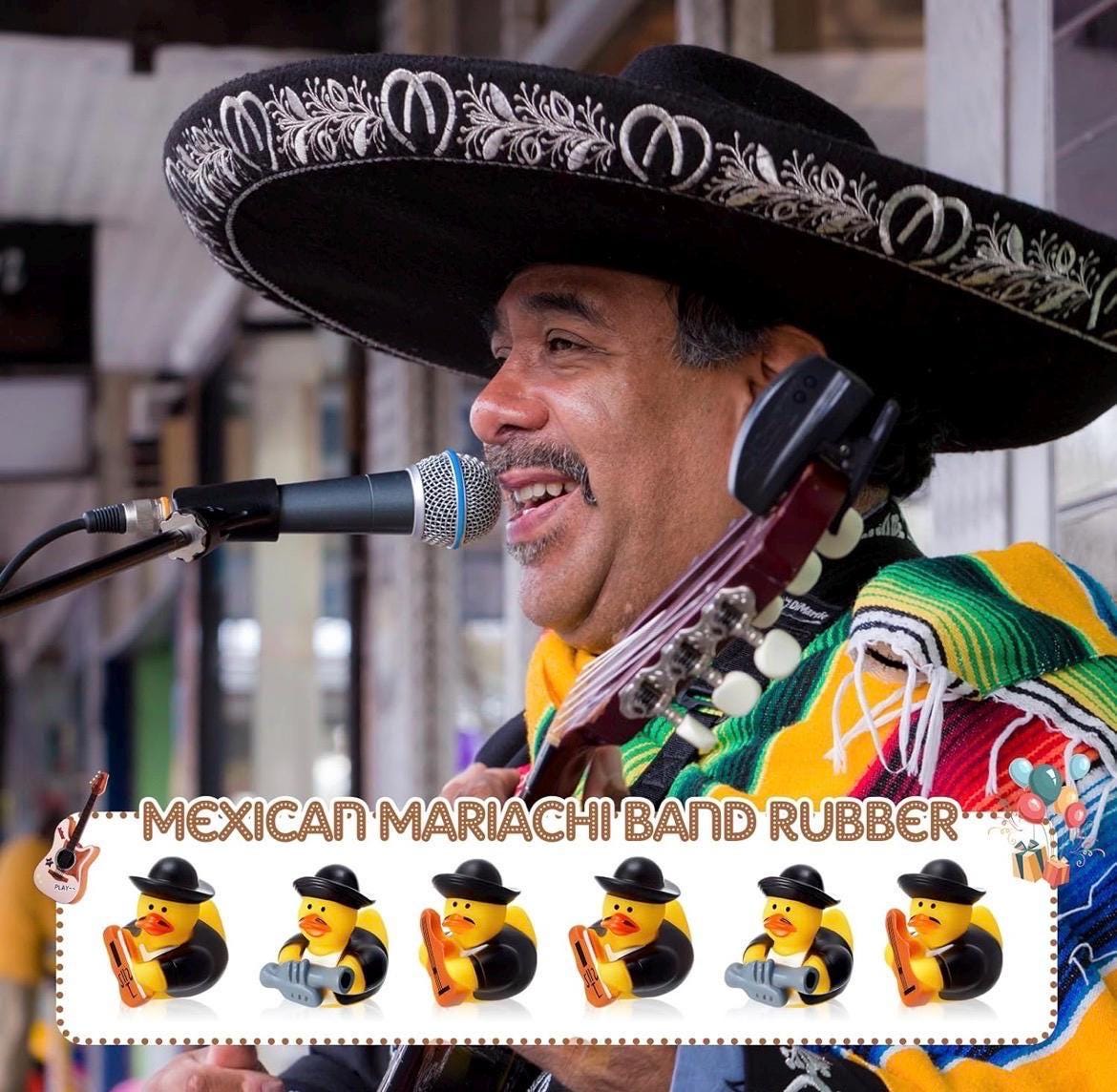 2 inch - 6pc mariachi band rubber ducks – 2” fiesta duck set