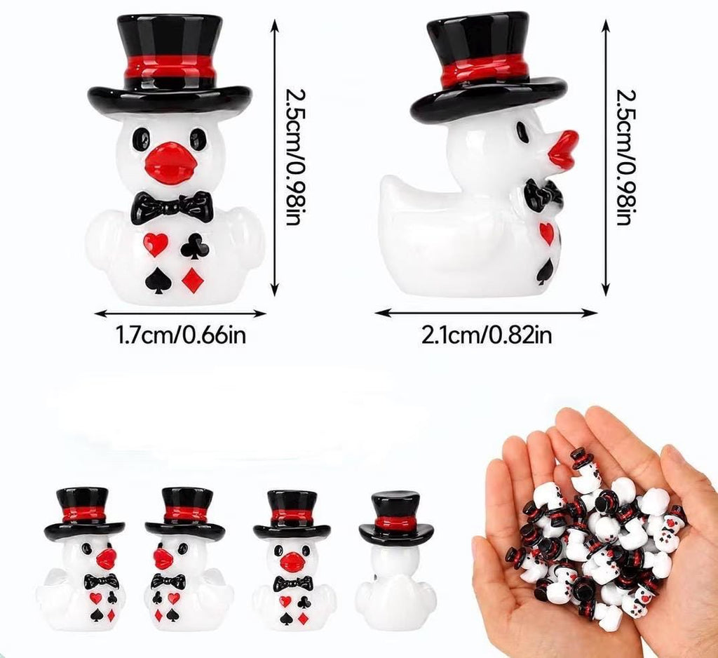 Set of 5, Casino Themed Mini Resin Ducks, Magnetic or Non-Magnetic, Optional Personalized Duck Hiding Tags