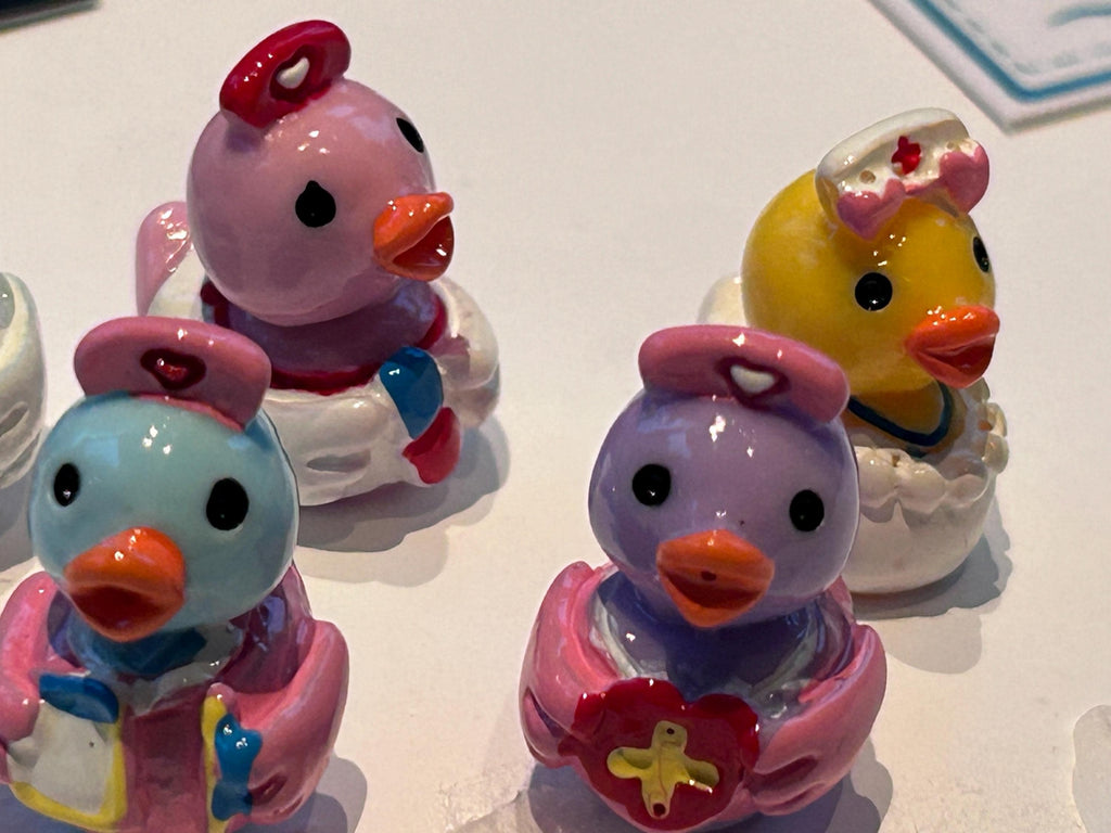 Set of 5, Nurse Themed Mini Resin Ducks, Magnetic or Non-Magnetic, Optional Personalized Duck Hiding Tags