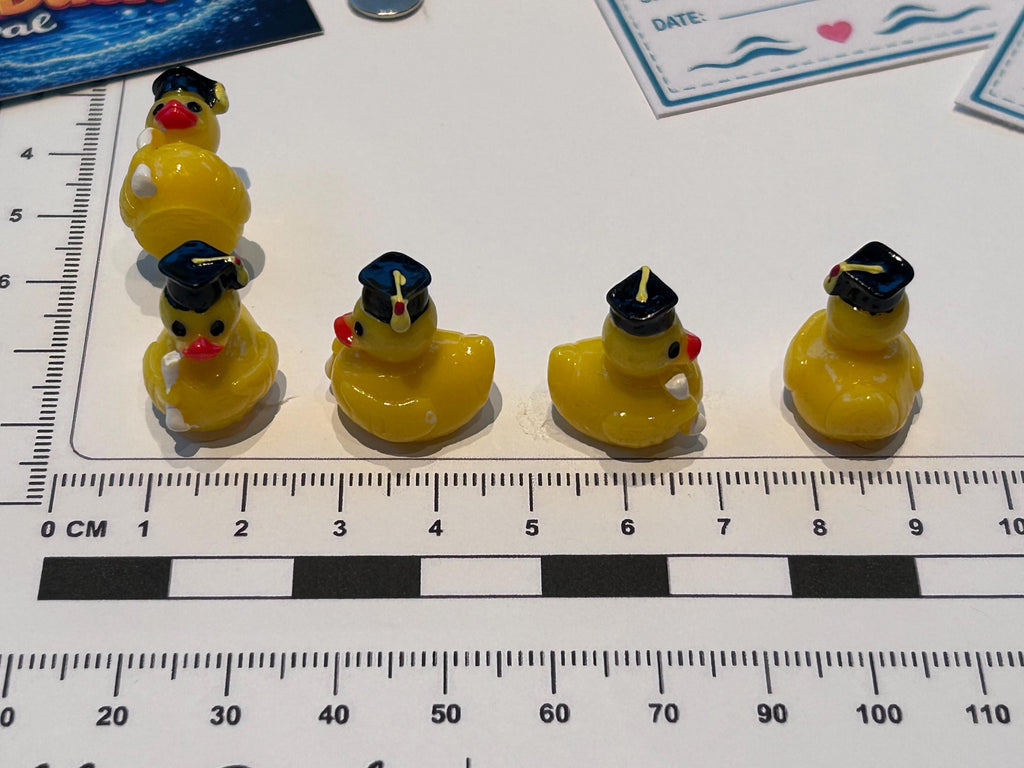 Set of 5, Graduation Themed Mini Resin Ducks, Magnetic or Non-Magnetic, Optional Personalized Duck Hiding Tags