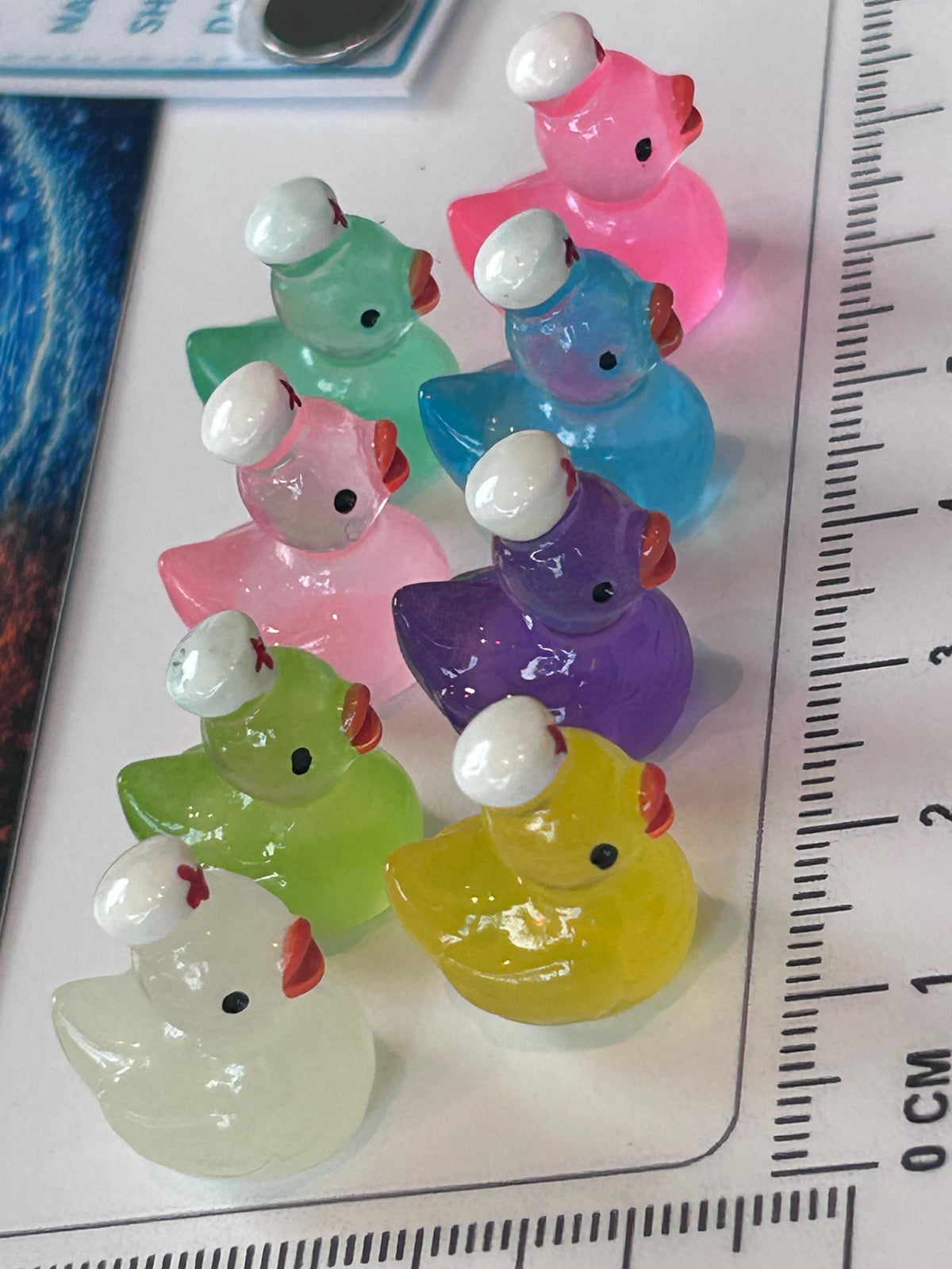 Set of 8, Glow-in-the-Dark Nurse Themed Mini Resin Ducks, Magnetic or Non-Magnetic, Optional Personalized Duck Hiding Tags