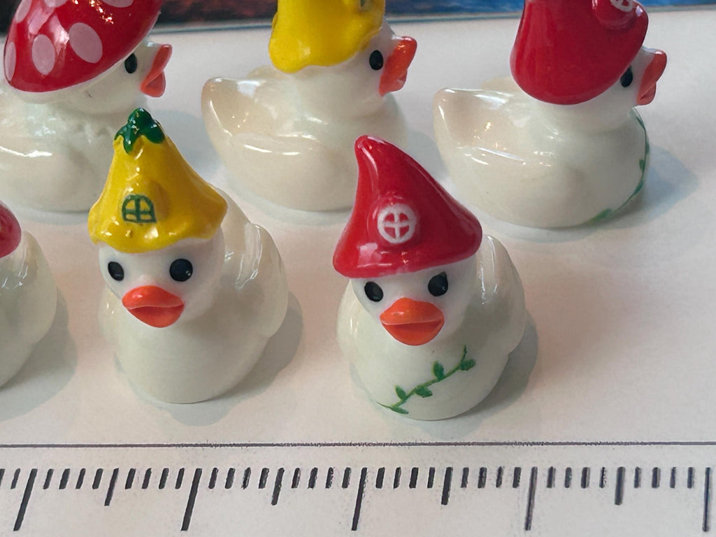 Set of 8, Forest Mushroom Themed Mini Resin Ducks, Magnetic or Non-Magnetic, Optional Personalized Duck Hiding Tags
