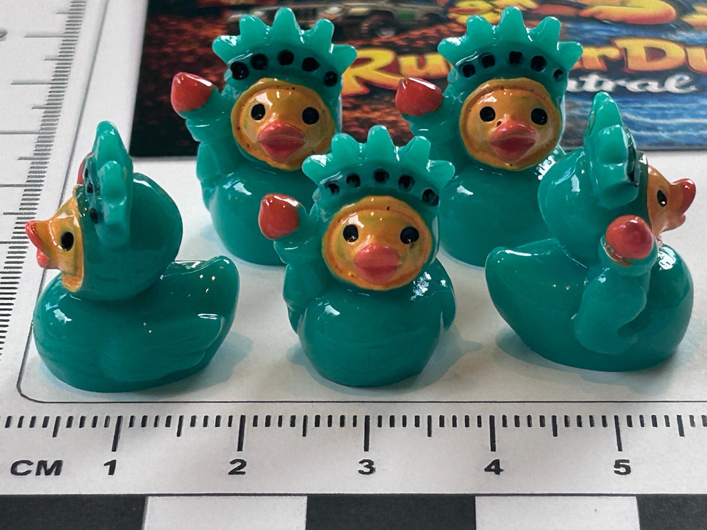 Set of 5, Statue of Liberty Themed Mini Resin Ducks, Magnetic or Non-Magnetic, Optional Personalized Duck Hiding Tags