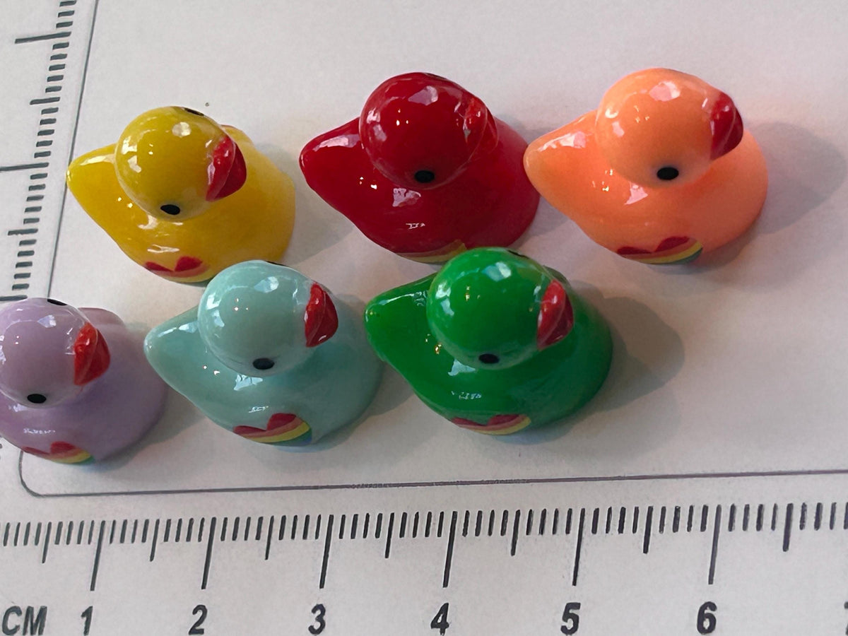 Set of 6, Colorful Rainbow Themed Mini Resin Ducks, Magnetic or Non-Magnetic, Optional Personalized Duck Hiding Tags