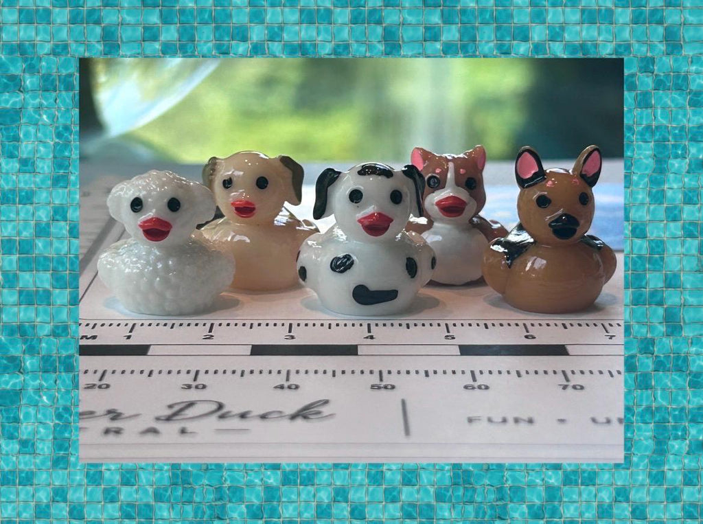 Set of 5, Puppy Dog Themed Mini Resin Ducks, Magnetic or Non-Magnetic, Optional Personalized Duck Hiding Tags