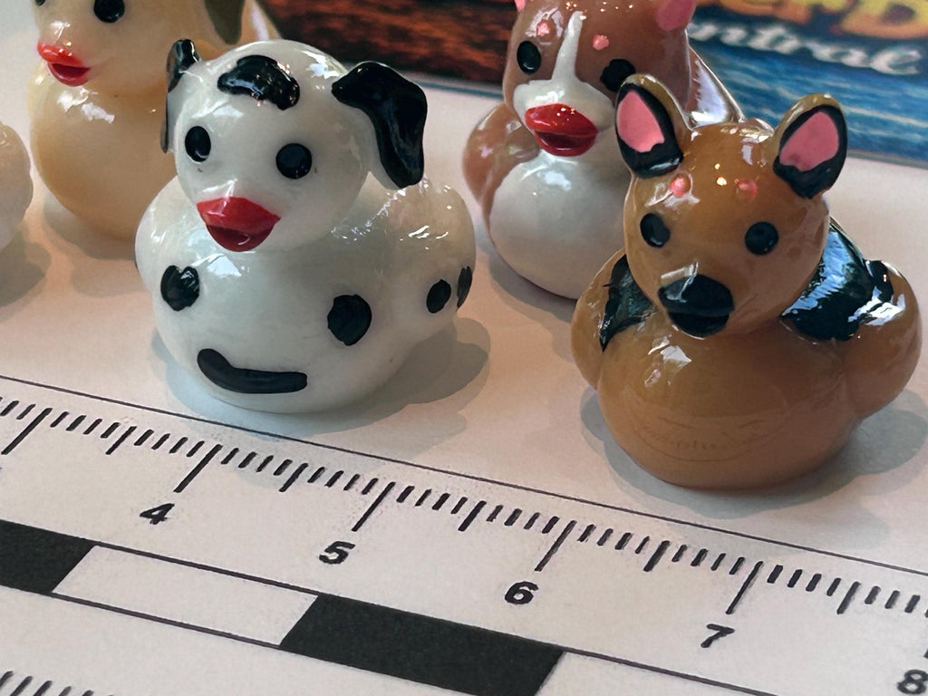 Set of 5, Puppy Dog Themed Mini Resin Ducks, Magnetic or Non-Magnetic, Optional Personalized Duck Hiding Tags