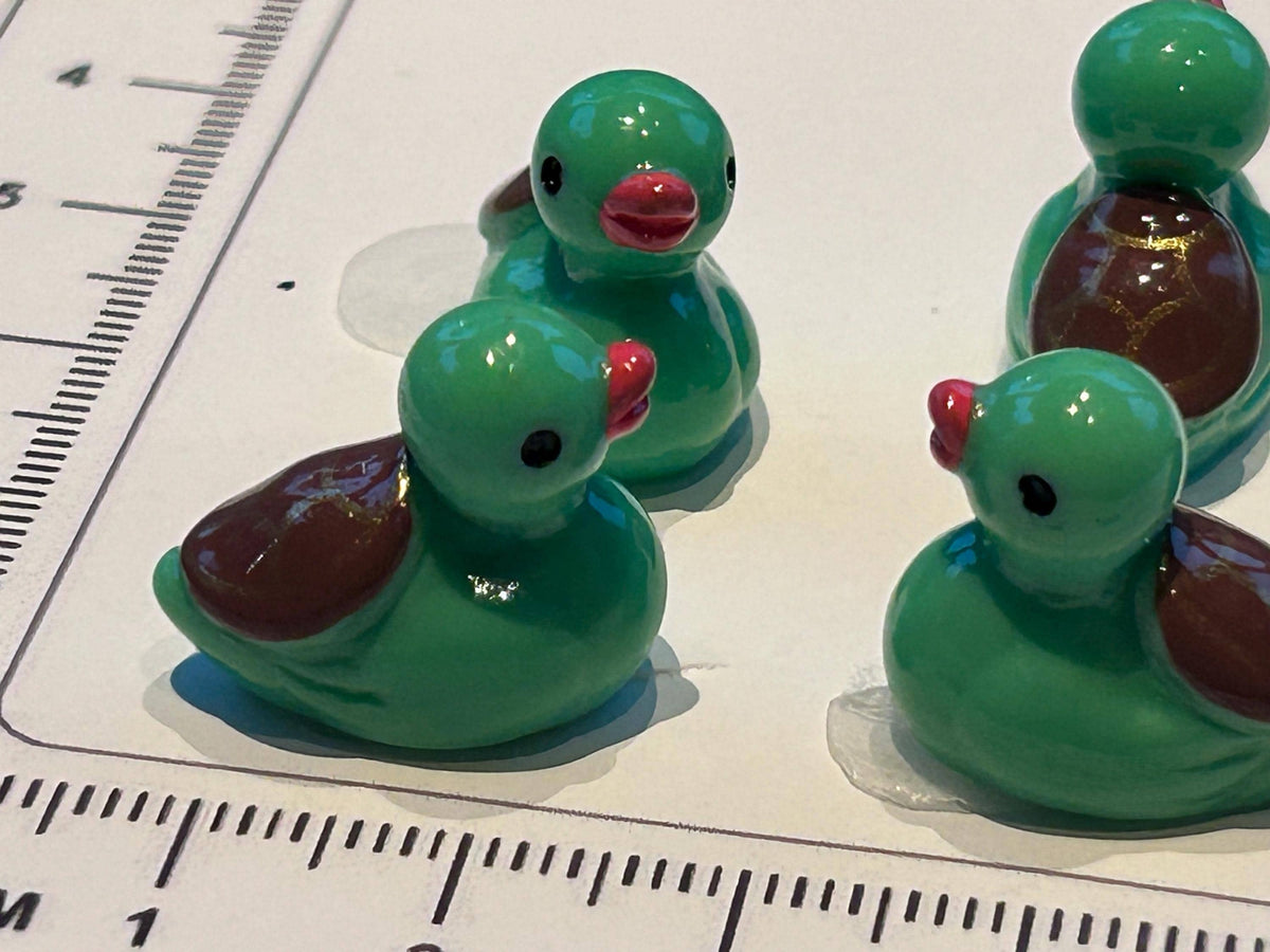 Set of 5, Turtle Themed Mini Resin Ducks, Magnetic or Non-Magnetic, Optional Personalized Duck Hiding Tags