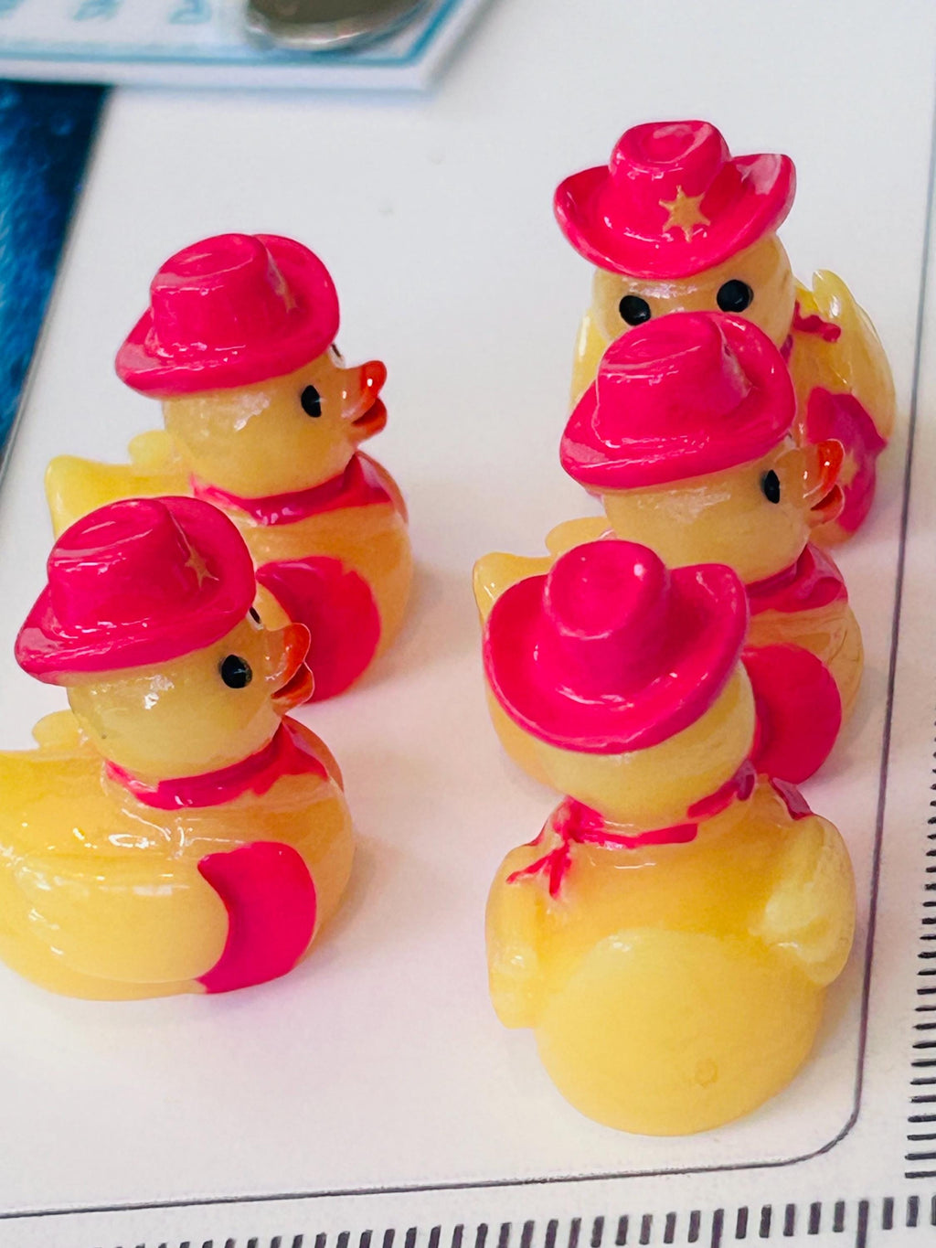Set of 5, Pink Cowgirl Themed Mini Resin Ducks, Magnetic or Non-Magnetic, Optional Personalized Duck Hiding Tags