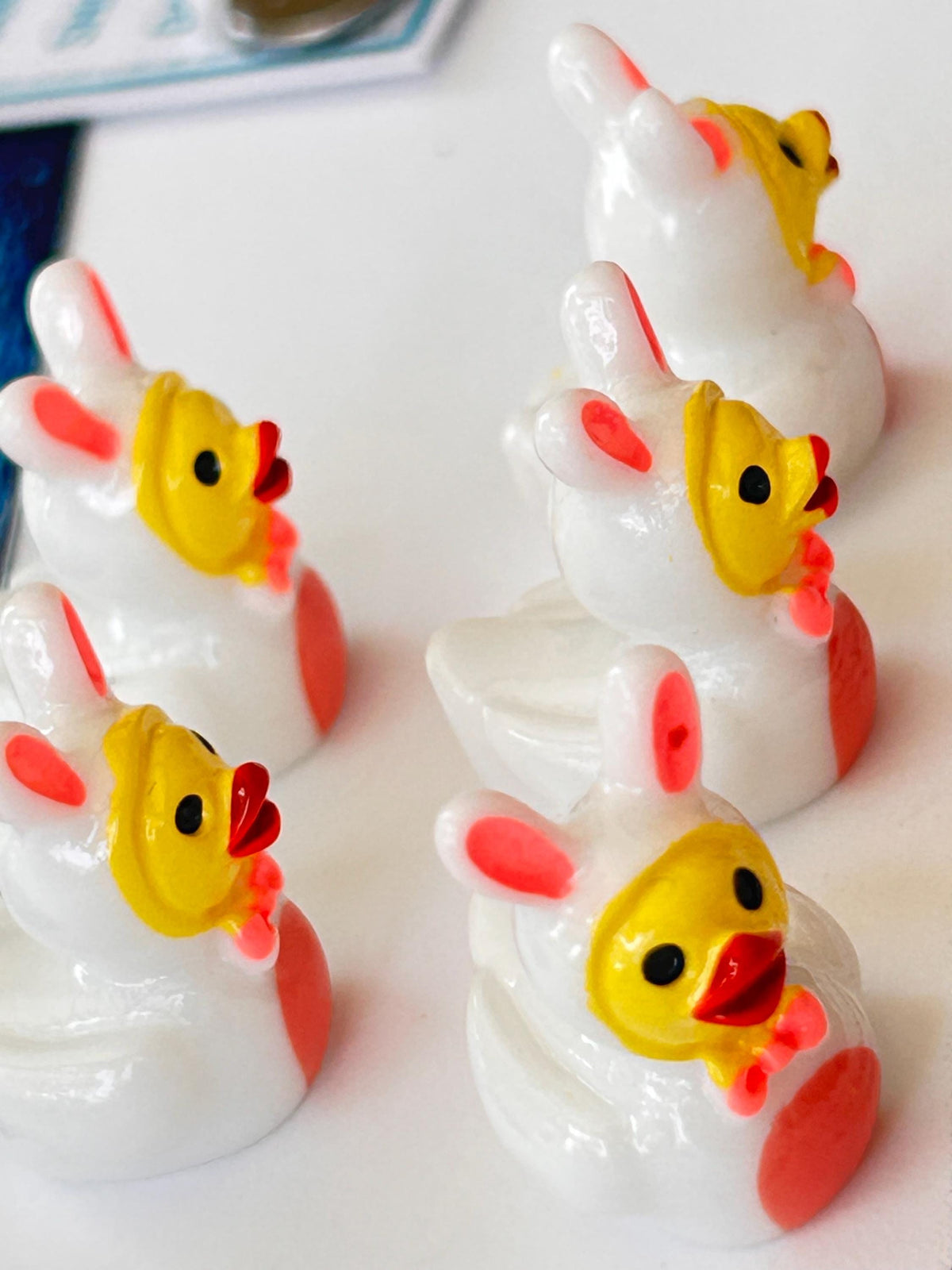 Set of 5, Bunny Rabbit Costume Themed Mini Resin Ducks, Magnetic or Non-Magnetic, Optional Personalized Duck Hiding Tags