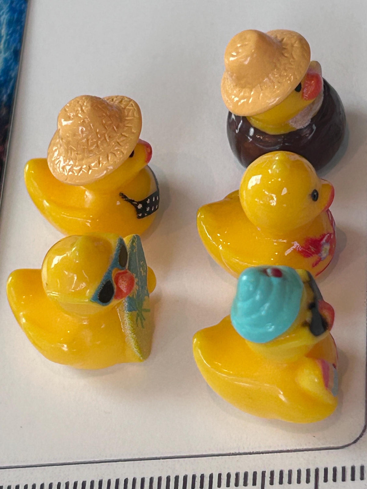 Set of 5, Vacation Time Fun Themed Mini Resin Ducks, Magnetic or Non-Magnetic, Optional Personalized Duck Hiding Tags
